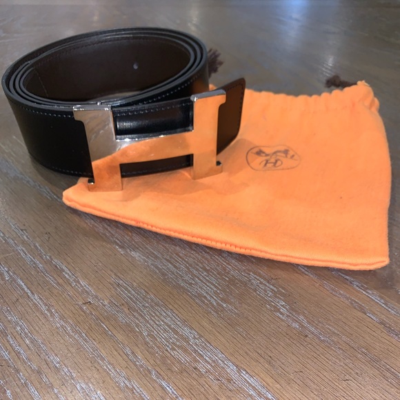 Hermes Black Belt with Silver Buckle